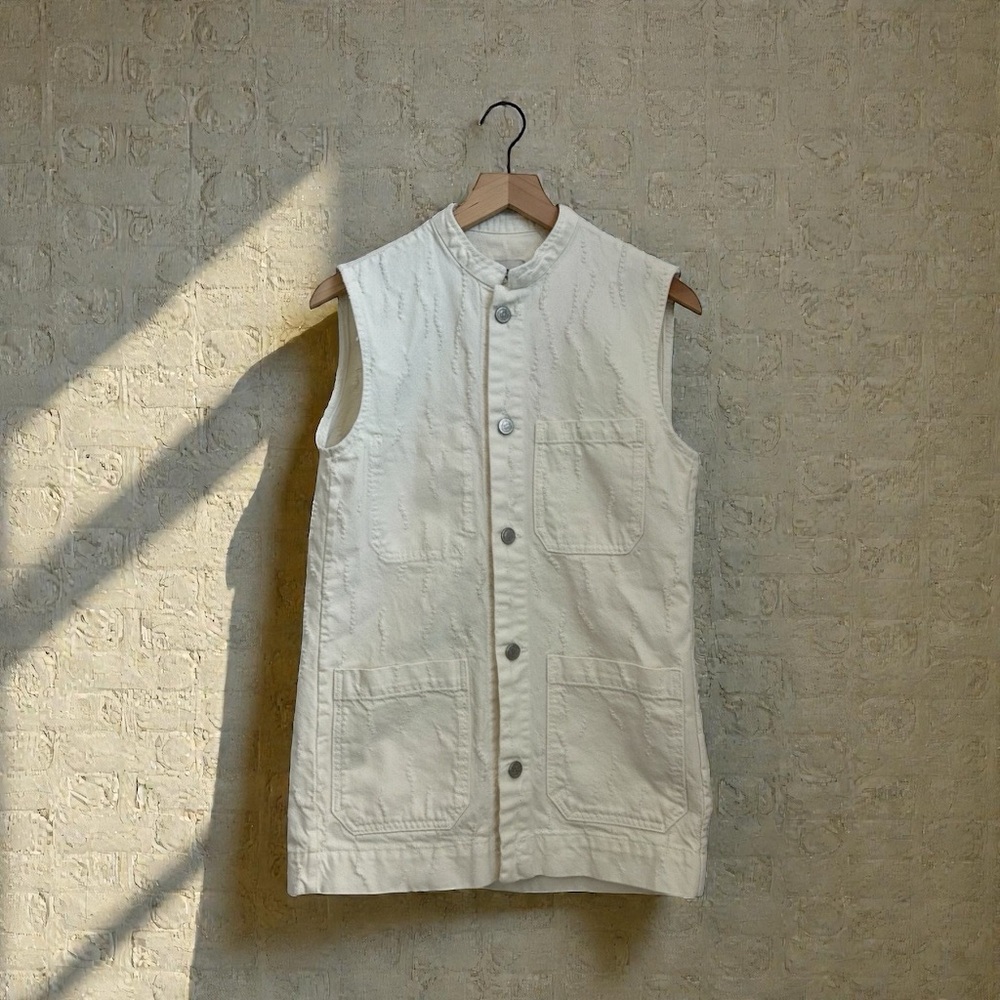 Zara Women’s Cotton Cream Long Button-Up Vest Size XS